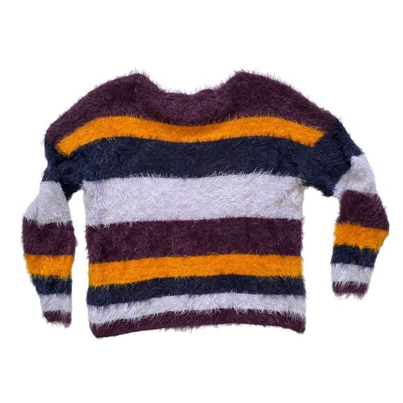 Asos ONLY Brand Cropped Striped Fuzzy Eyelash Sweater Small - Picture 5 of 5